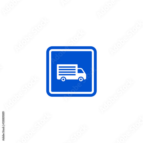 Truck parking zone roadsign isolated on white background vector illustration. Car parking regulation symbol, traffic sign, road information and help, roadway auto service icon