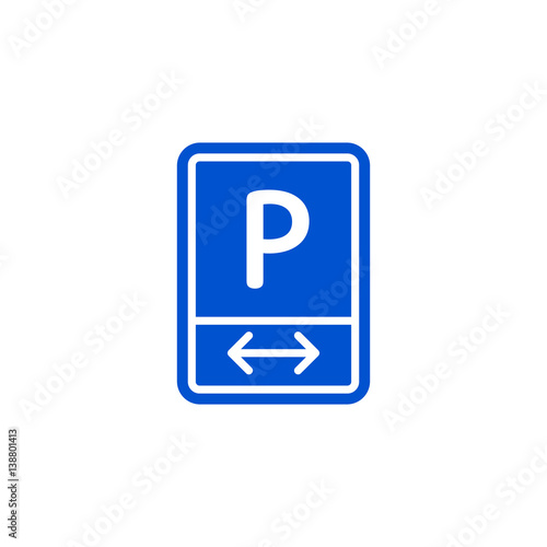 Parking zone to left and right roadsign isolated on white background vector illustration. Car parking regulation symbol, traffic sign, road information and help, roadway auto service icon