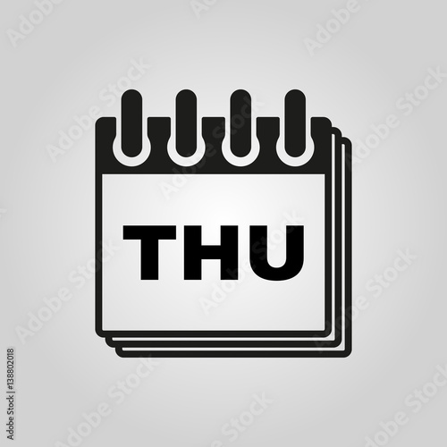 Thursday icon. Thu and calendar, data symbol. Flat design. Stock - Vector illustration