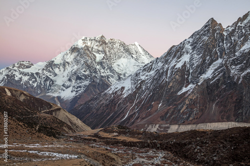Himalayas mountains after sunset, Nepal