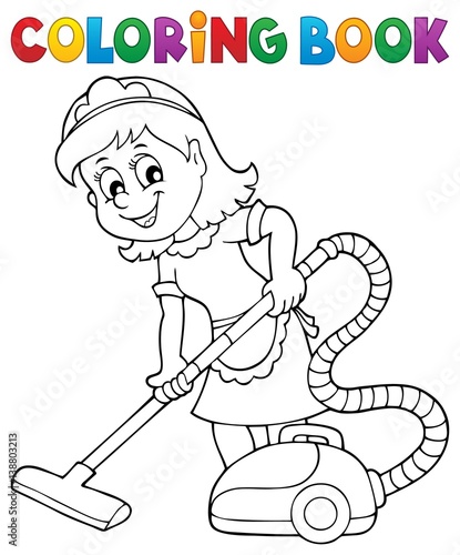 Coloring book cleaning lady 1