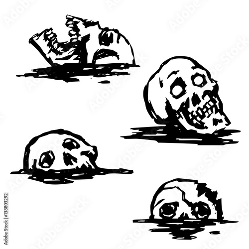 graphic skull set vector illustration