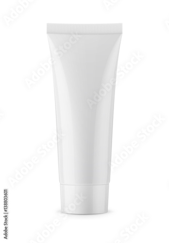White glossy plastic tube for cosmetics