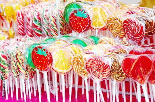 Colorful lollipops on sticks