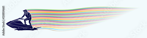 Jet ski action with line movement graphic vector.