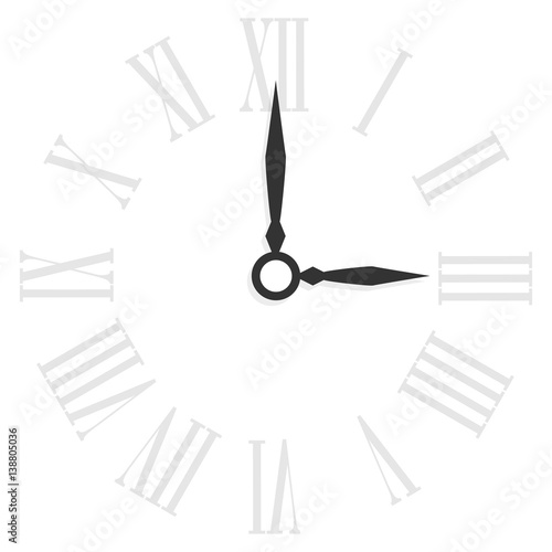 Roman numeral clock. Elegant clock. Vector illustration