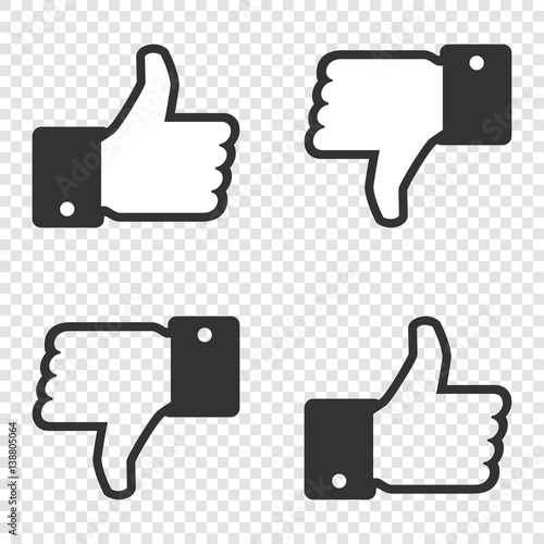 Like icon. Set of Like and dislike icon. Vector illustration on isolated background