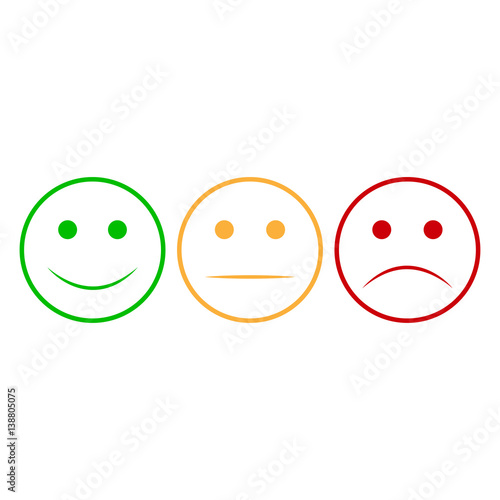 Smiley face. Set Smiley face icon. Happy and unhappy smileys faces. Emoji set. Green and red color. Vector illustration