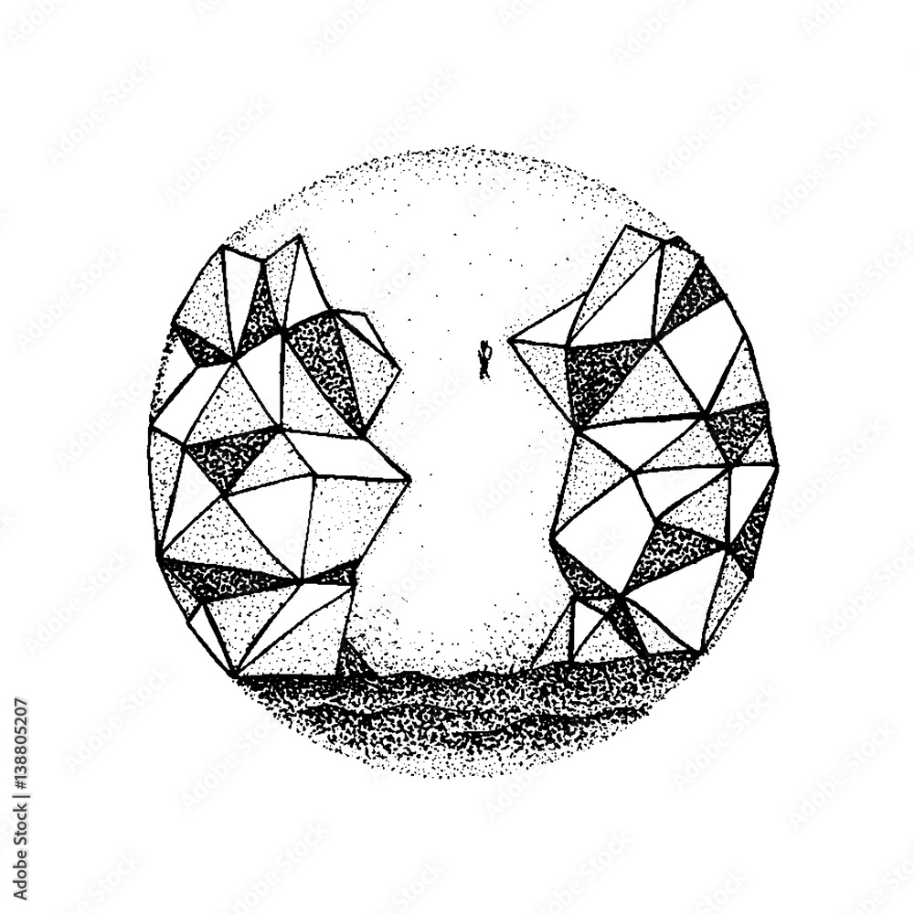 Obraz premium Dotwork Polygonal Rock Mountain