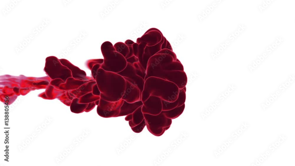 Red Ink reacting in water creating abstract clouds. Can be used as transitions, art backgrounds or overlays VFX. 3d motion graphics element ink or smoke. Version 1 Red Ink reacting in water creating abstract clouds. Can be used as transitions, art backgrounds or overlays VFX. 3d motion graphics element ink or smoke. Version 1
