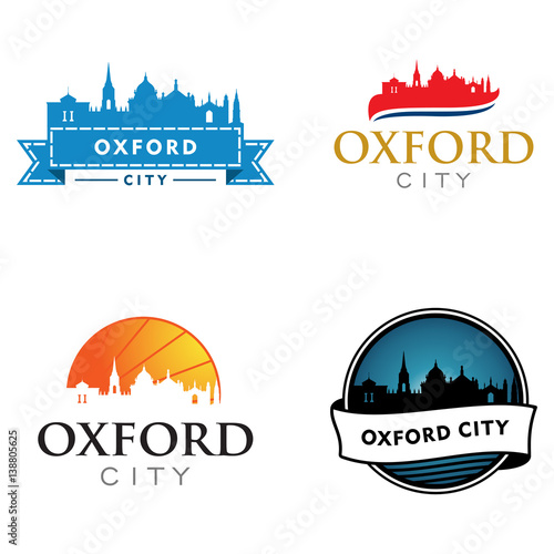 Oxford City England Skyline Landscape Tour Travel Silhouette Logo