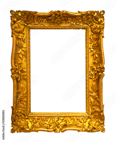 Foto Antique golden frame isolated on white background