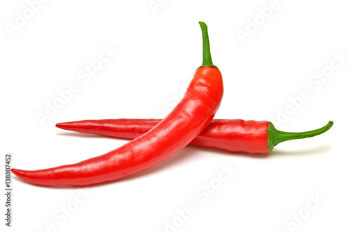 Red chili peppers isolated on a white background