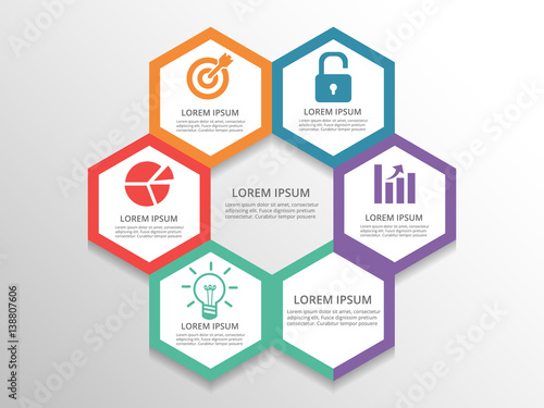 Infographic report template with lines and icons and options