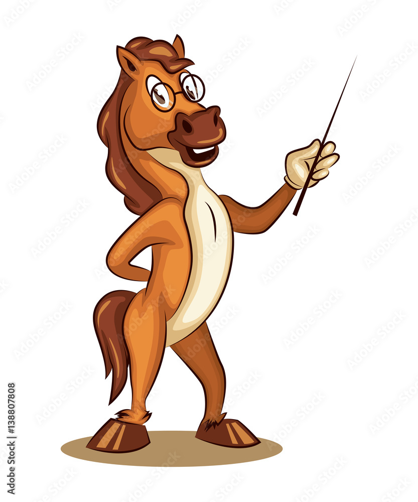 Cartoon Character Mascot Teacher Horse Training Lesson Knowledge Logo  Vector Stock Vector | Adobe Stock