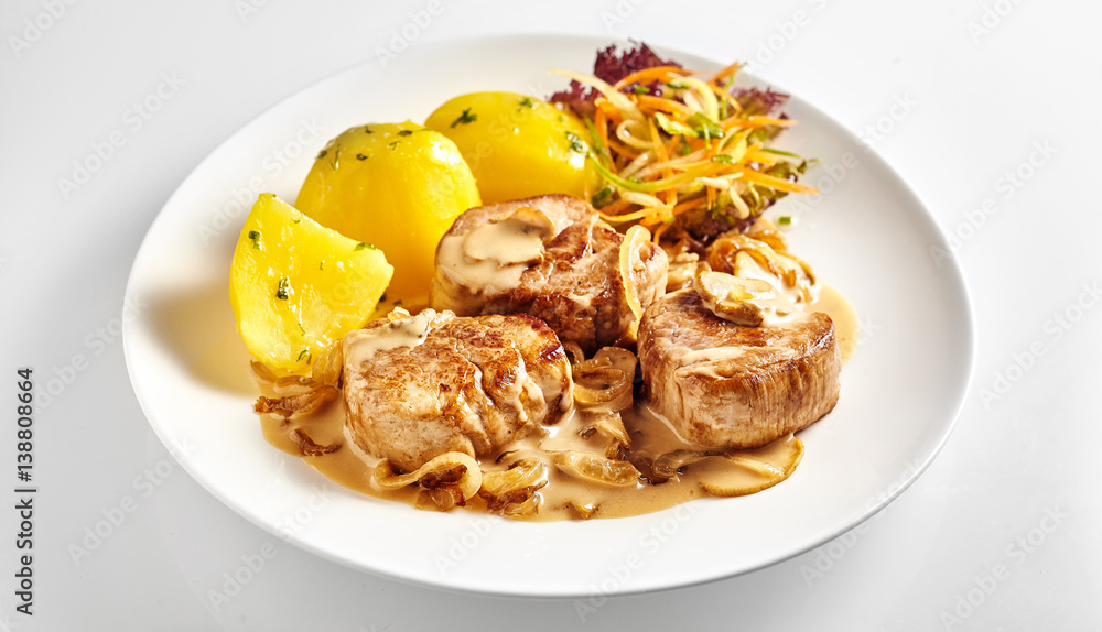 Pork fillet pieces with potatoes Pork fillet pieces with potatoes