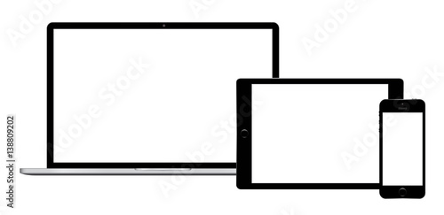  illustration modern laptop, phone, tablet on a white background