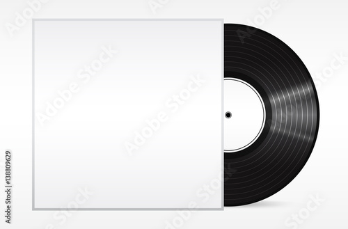 Vintage vinyl record in sleeve over white. . Eps 10  illustration