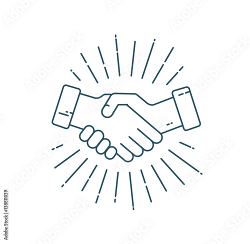 Handshake with sunburst.