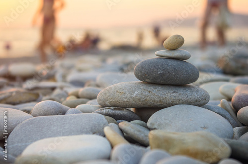Photography stack of zen stones on beach