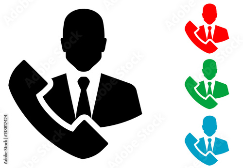 Icono plano hombre de negocios telefono varios colores