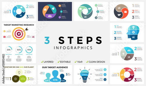 Vector circle arrows infographic, cycle diagram, graph, presentation chart. Business concept with 3 options, parts, steps, processes.