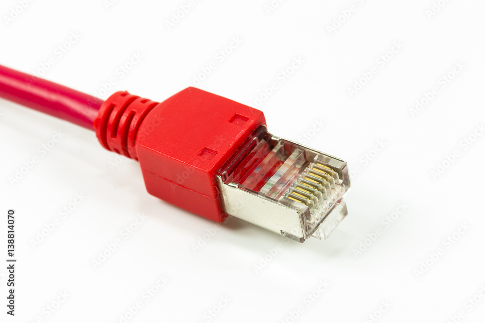 red patch cable with RJ45 connector red patch cable with RJ45 connector