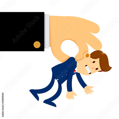 Big Hand Lifted a Tiny Businessman in The Air