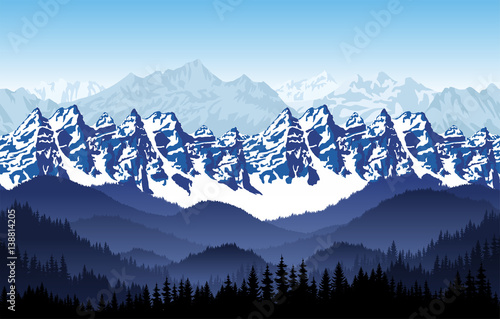 seamless mountains forest background