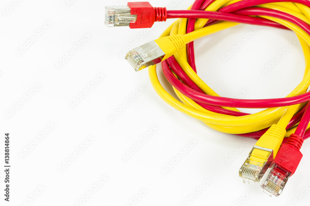 red and yellow patch cables with RJ45 connector red and yellow patch cables with RJ45 connector