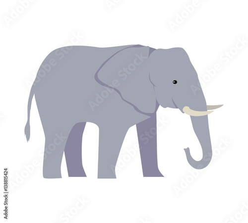Elephant Large Cartoon Mammal Isolated on White.