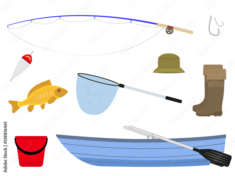 Cartoon fishing facilities, accessories fisherman