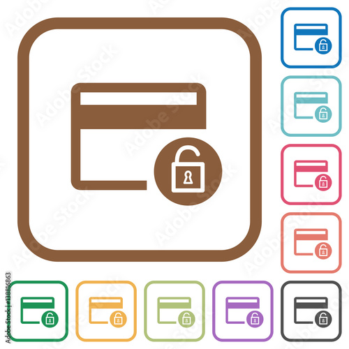 Unlock credit card transactions simple icons