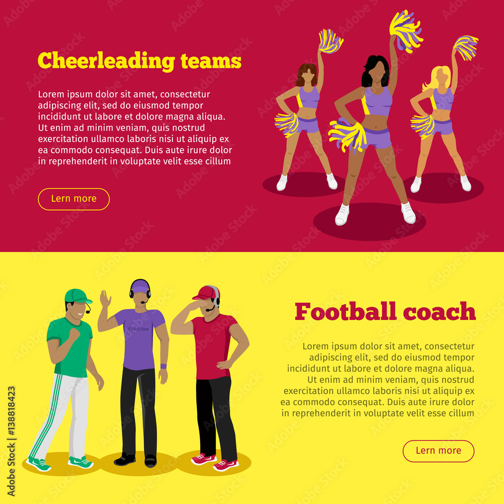 Cheerleading Teams and Football Coach Web Banners Cheerleading Teams and Football Coach Web Banners