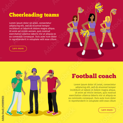 Cheerleading Teams and Football Coach Web Banners