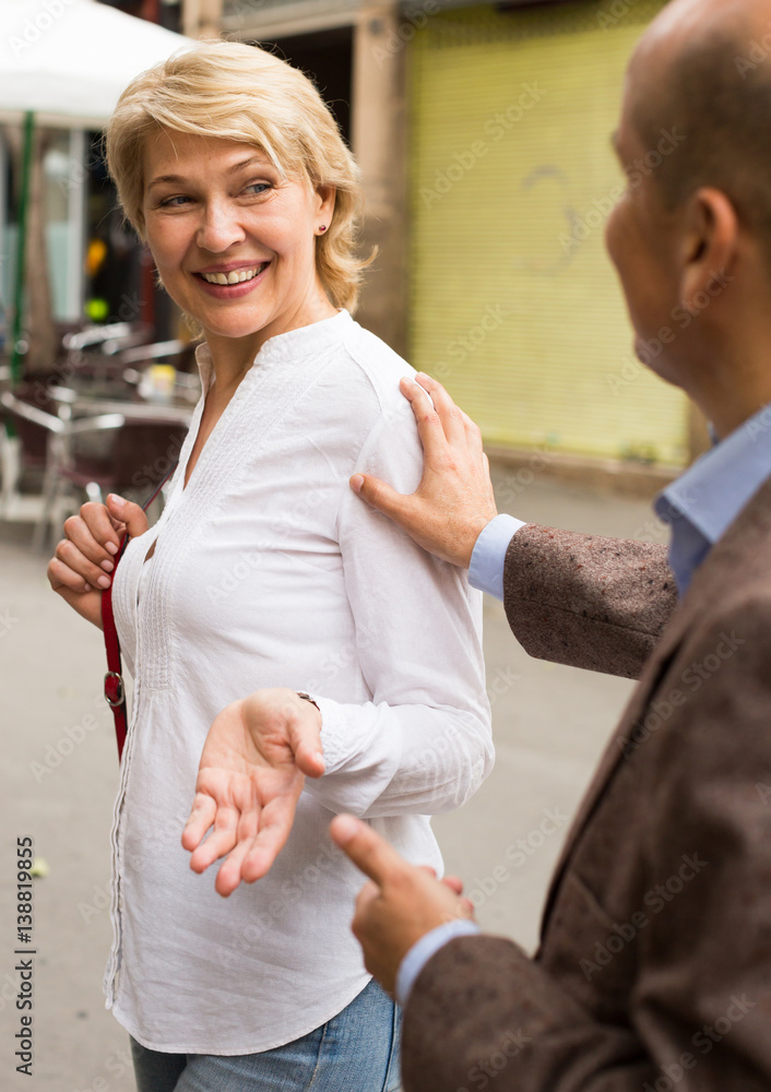 Fototapeta premium woman asked on street