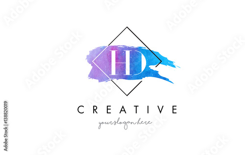 HD Artistic Watercolor Letter Brush Logo.