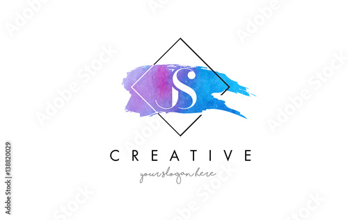 JS Artistic Watercolor Letter Brush Logo.