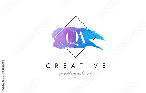 QA Artistic Watercolor Letter Brush Logo.
