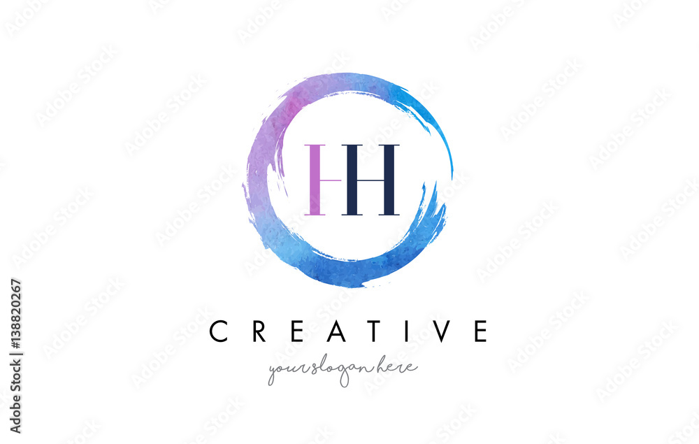 HH Letter Logo Circular Purple Splash Brush Concept. HH Letter Logo Circular Purple Splash Brush Concept.