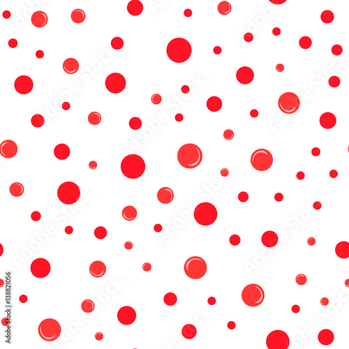 Red Balls Vector Seamless Pattern. Flat Style