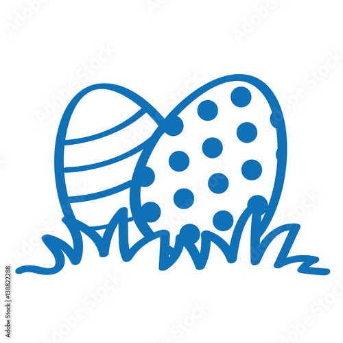 Handgezeichnetes Osternest in blau