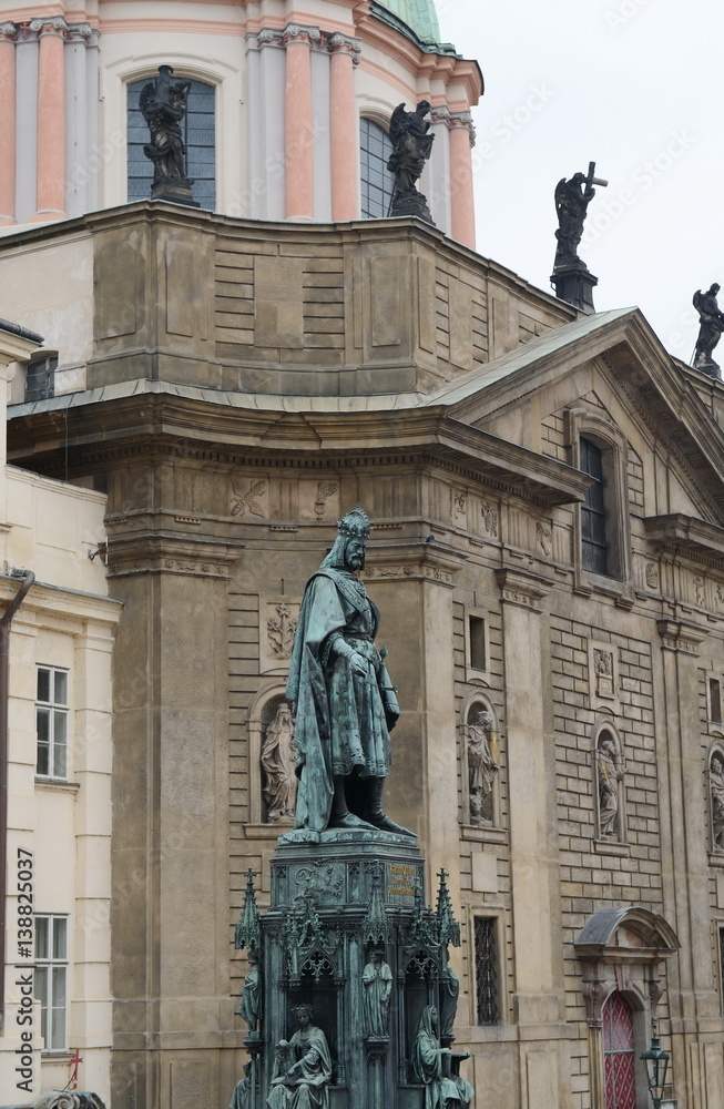 Obraz premium Monument to king Charles IV in Prague near Charles bridge.