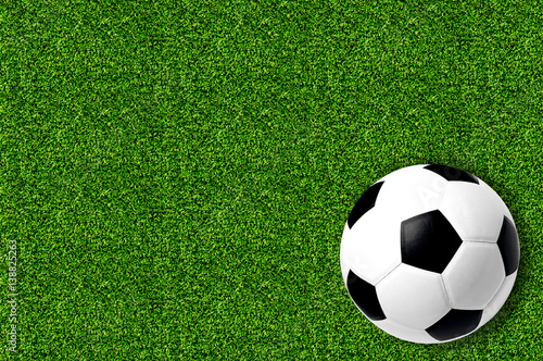 football on fresh spring green grass