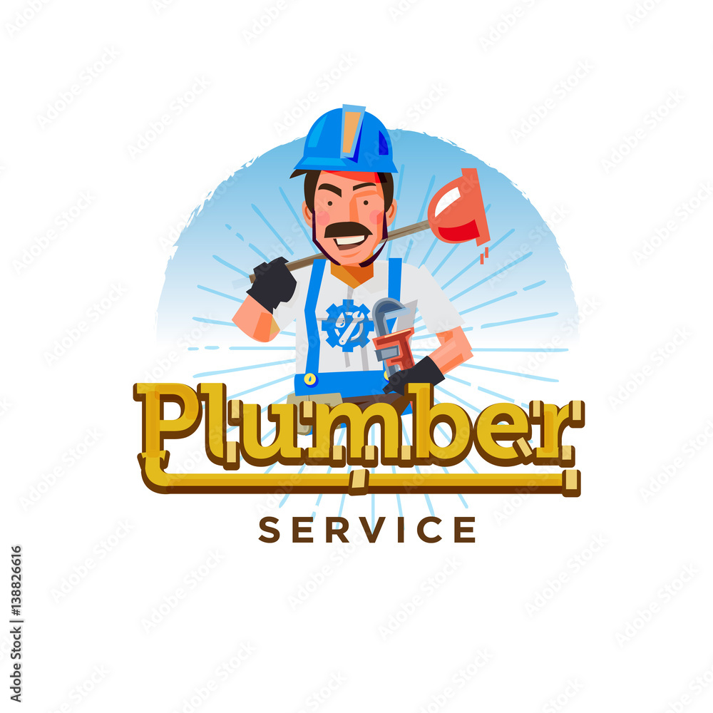 Plumber logo. typographic desgin character design - vector Plumber logo. typographic desgin character design - vector
