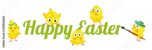 Happy Easter caption with funny chicks