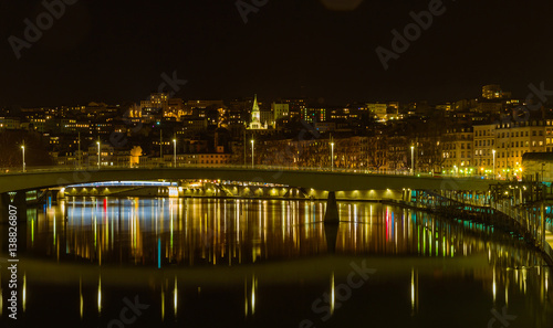 City of Lyon France waterscape by night