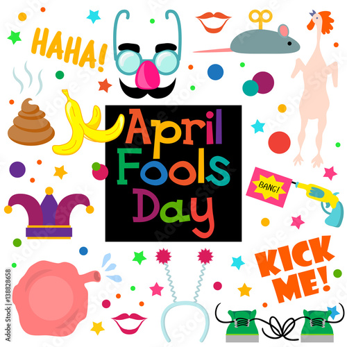 1 April fools day. Celebration vector illustration for your design. Flat vector illustration