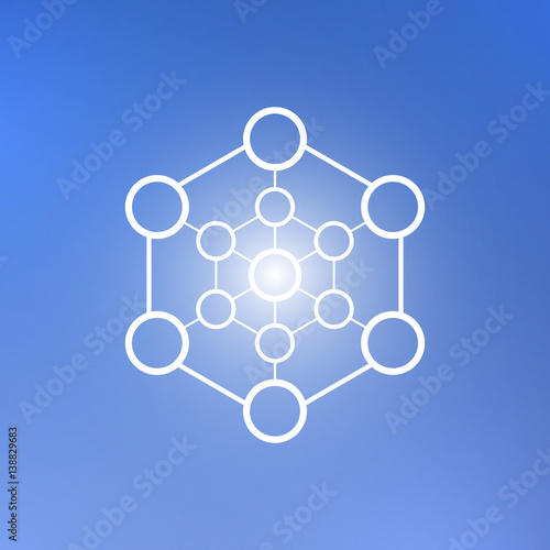 Abstract technology element on a blue background. Communication element. Hexagon element.