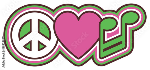 Peace Love Music in Pink and Green